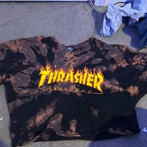 medium cropped tie dyed thrasher shirt